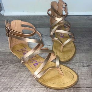 Rose gold strappy sandals